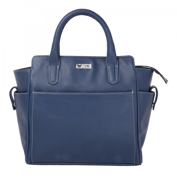 Beau Design Stylish  Blue Color Imported PU Leather Casual Handbag With Double Handle For Women's/Ladies/Girls